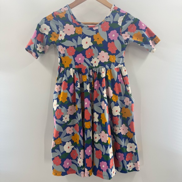 Hanna Andersson Colorful Flowers Print Skater Dress Pockets Dress Girl’s Size 8 - Picture 2 of 12